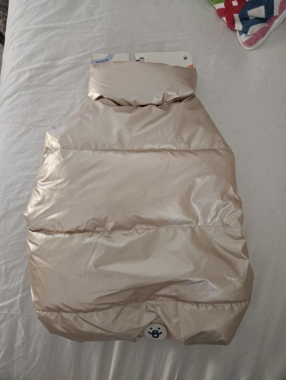 Shiny Pearl Dog Puffer Vest - Gold, NWT, Size M...Oodles